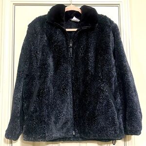 ♦️ Vintage Nanuk faux fur coat black with hints of green and pink size small